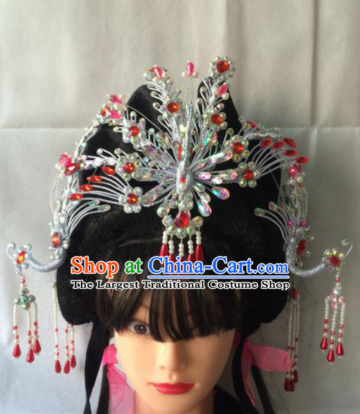 Chinese Beijing Opera Diva Phoenix Coronet Hairpins Traditional Peking Opera Queen Hair Accessories for Women