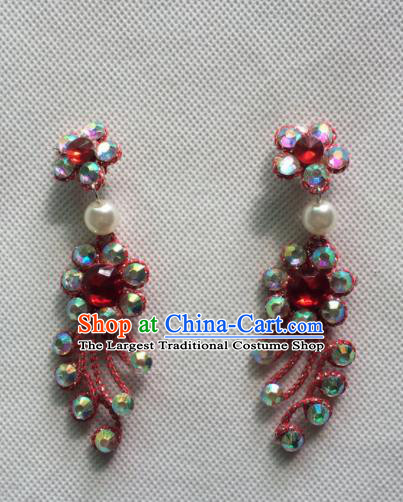 Chinese Beijing Opera Princess Red Earrings Traditional Peking Opera Diva Jewelry Accessories for Women