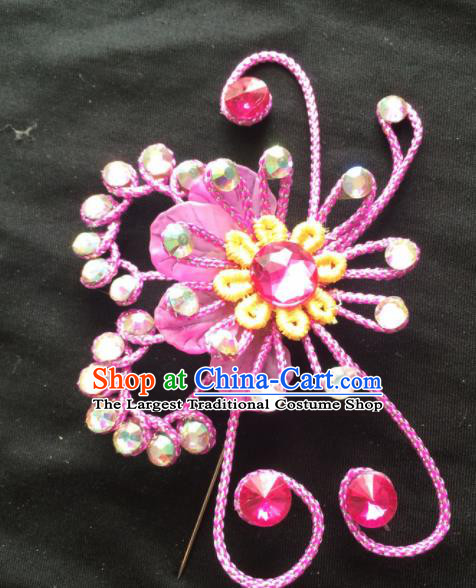 Chinese Beijing Opera Diva Rosy Hairpins Headgear Traditional Peking Opera Princess Hair Accessories for Women