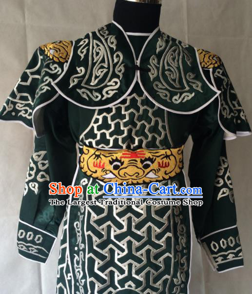 Chinese Beijing Opera Takefu Deep Green Clothing Traditional Peking Opera Soldier Costume for Men