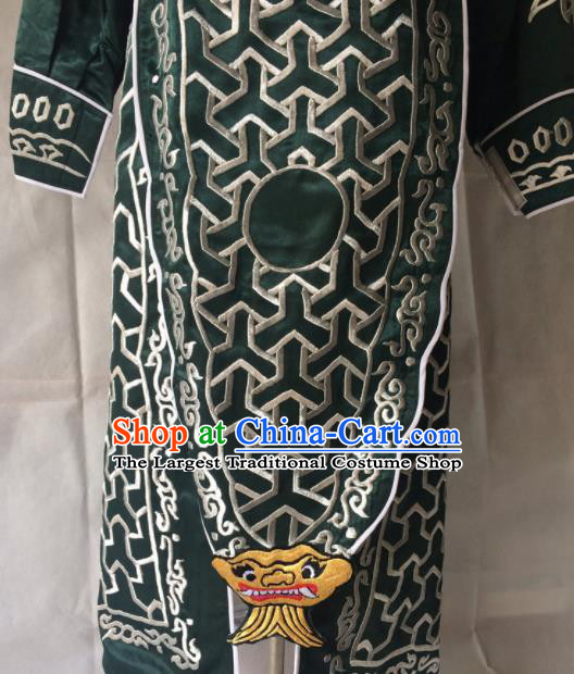 Chinese Beijing Opera Takefu Deep Green Clothing Traditional Peking Opera Soldier Costume for Men