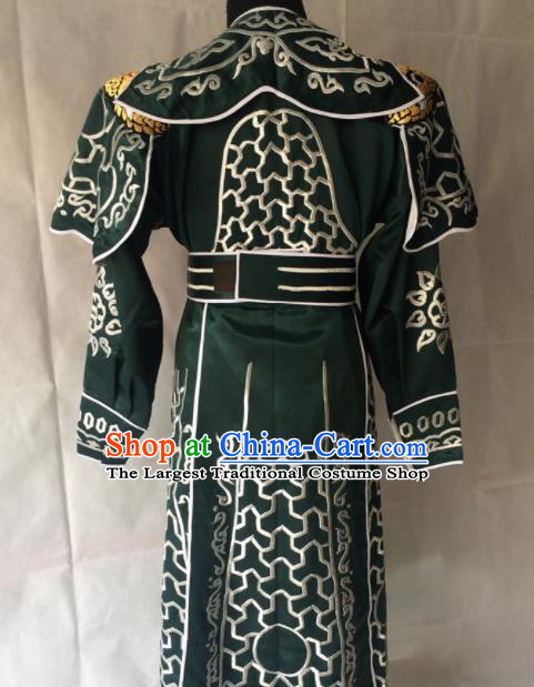 Chinese Beijing Opera Takefu Deep Green Clothing Traditional Peking Opera Soldier Costume for Men