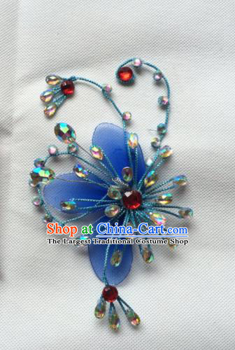 Chinese Beijing Opera Diva Blue Hair Claw Hairpins Traditional Peking Opera Hair Accessories for Women