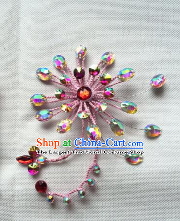 Chinese Beijing Opera Diva Pink Hair Claw Hairpins Traditional Peking Opera Hair Accessories for Women