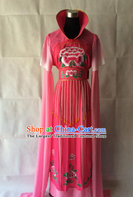 Chinese Beijing Opera Maidservant Rosy Dress Traditional Peking Opera Young Lady Costume for Women