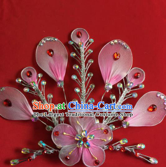Chinese Beijing Opera Actress Pink Hairpins Traditional Peking Opera Princess Hair Accessories for Women