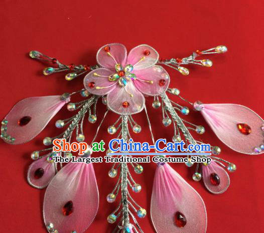Chinese Beijing Opera Actress Pink Hairpins Traditional Peking Opera Princess Hair Accessories for Women