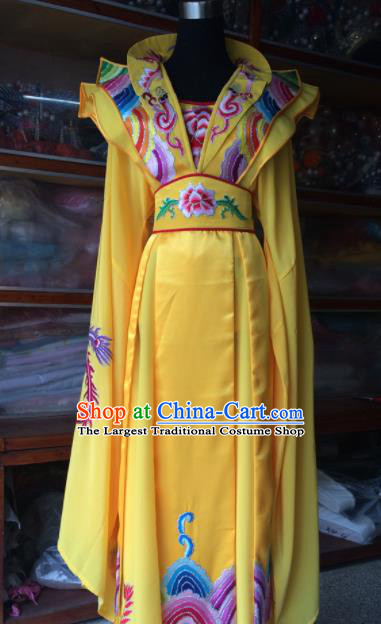 Chinese Beijing Opera Royal Queen Yellow Dress Traditional Peking Opera Empress Costume for Women