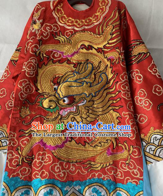 Chinese Beijing Opera Emperor Red Embroidered Robe Traditional Peking Opera General Costume for Men
