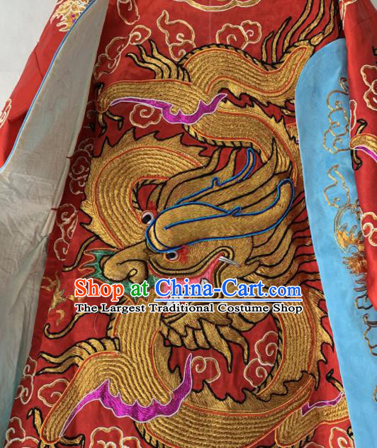 Chinese Beijing Opera Emperor Red Embroidered Robe Traditional Peking Opera General Costume for Men