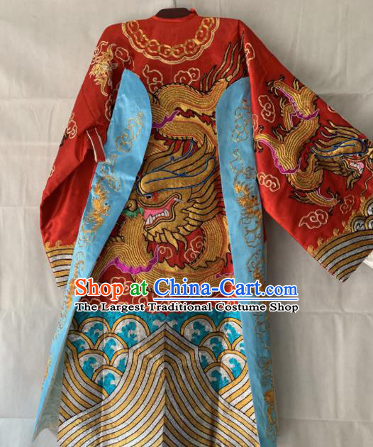 Chinese Beijing Opera Emperor Red Embroidered Robe Traditional Peking Opera General Costume for Men