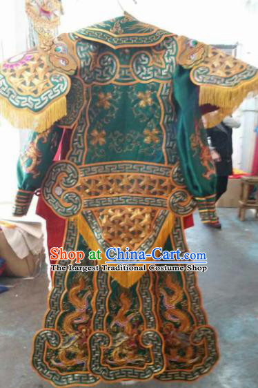 Chinese Beijing Opera General Embroidered Green Clothing Traditional Peking Opera Takefu Costume for Men