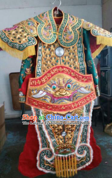 Chinese Beijing Opera General Embroidered Green Clothing Traditional Peking Opera Takefu Costume for Men