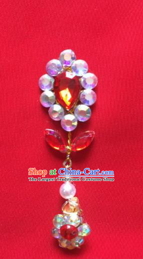 Chinese Beijing Opera Princess Crystal Earrings Traditional Peking Opera Diva Ear Accessories for Women