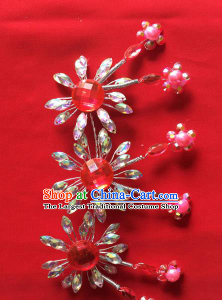 Chinese Beijing Opera Princess Crystal Flowers Hair Claw Hairpins Traditional Peking Opera Diva Hair Accessories for Women