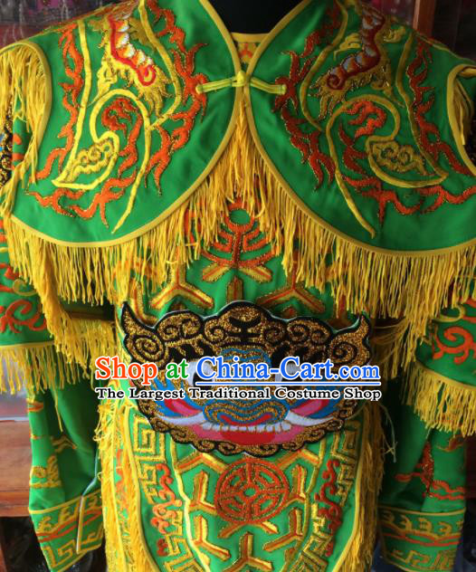 Chinese Beijing Opera General Green Embroidered Clothing Traditional Peking Opera Takefu Costume for Men