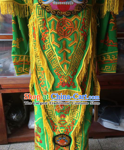 Chinese Beijing Opera General Green Embroidered Clothing Traditional Peking Opera Takefu Costume for Men