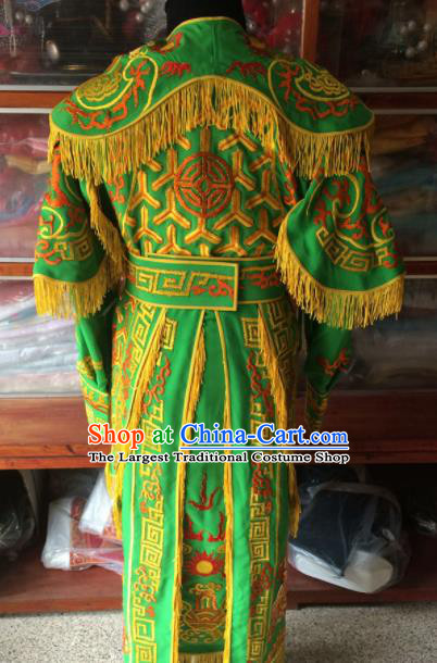 Chinese Beijing Opera General Green Embroidered Clothing Traditional Peking Opera Takefu Costume for Men