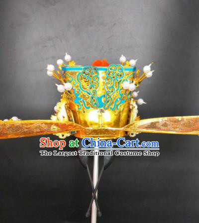 Chinese Beijing Opera Wealth God Hat Traditional Peking Opera Prime Minister Hair Accessories for Men