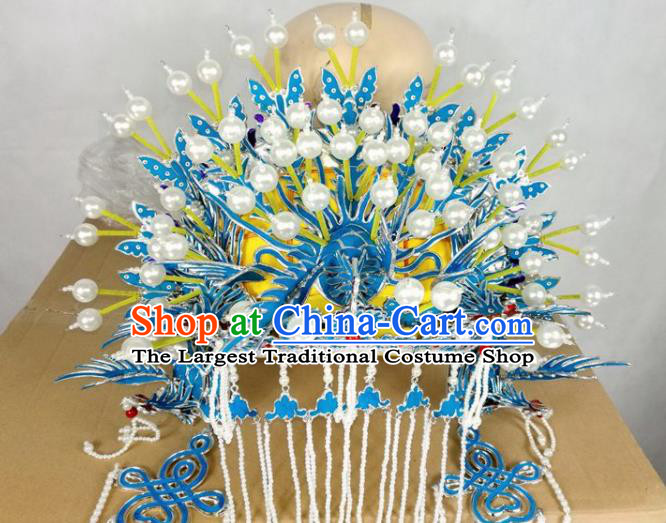 Chinese Beijing Opera Imperial Consort Yellow Phoenix Coronet Traditional Peking Opera Bride Hat Hair Accessories for Women