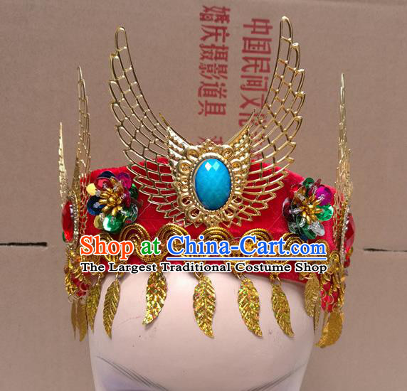 Chinese Ancient Princess Red Hat Traditional Peking Opera Actress Dance Hair Accessories for Kids