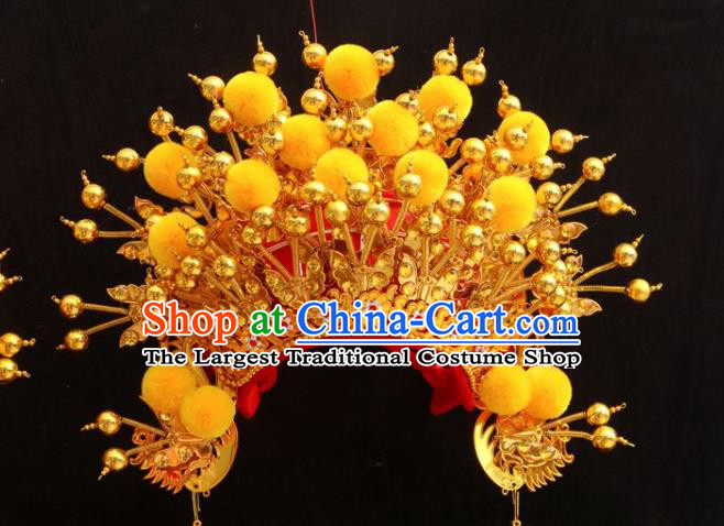 Chinese Beijing Opera Imperial Consort Golden Phoenix Coronet Traditional Peking Opera Bride Hat Hair Accessories for Women