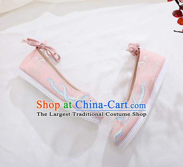 Traditional Chinese Embroidered Peony Butterfly Pink Shoes Handmade Cloth Shoes National Cloth Shoes for Women