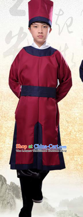 Chinese Ancient Government Manservant Red Clothing Traditional Ming Dynasty Imperial Bodyguard Costume for Men