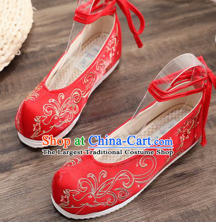 Traditional Chinese Embroidered Deer Red Shoes Handmade Cloth Shoes National Cloth Shoes for Women