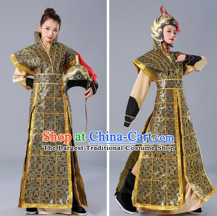 Chinese Ancient Traditional Northern and Southern Dynasties Female General Hua Mulan Costume Helmet and Armour for Women
