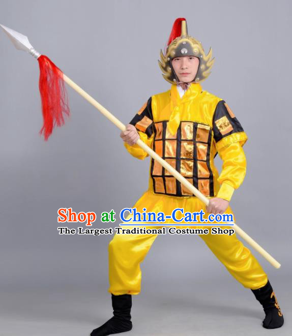 Chinese Ancient Traditional Northern and Southern Dynasties General Costume Yellow Body Armour for Men