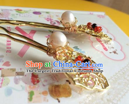 Chinese Ancient Princess Golden Hairpins Traditional Court Hair Accessories for Women