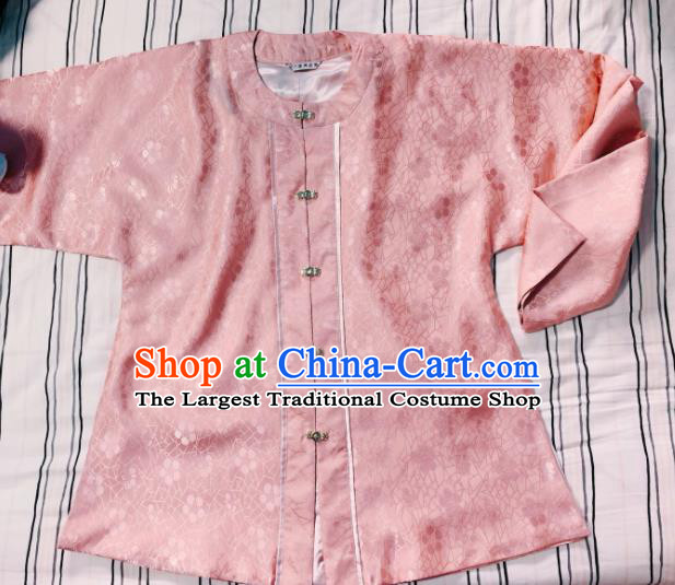 Chinese Ancient Nobility Lady Pink Blouse Traditional Ming Dynasty Princess Costume for Women