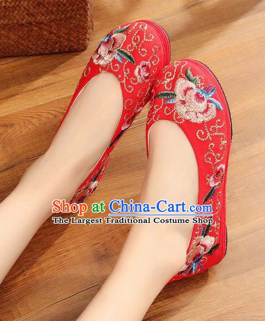 Traditional Chinese Handmade Embroidered Red Shoes Hanfu Shoes National Cloth Shoes for Women