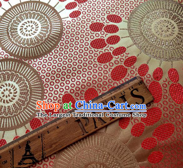 Asian Japan Traditional Sunflowers Pattern Design Pink Brocade Damask Fabric Kimono Satin Material