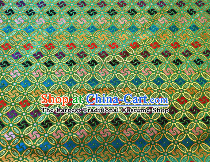 Asian Chinese Traditional Winnower Pattern Design Green Brocade Cheongsam Fabric Silk Material