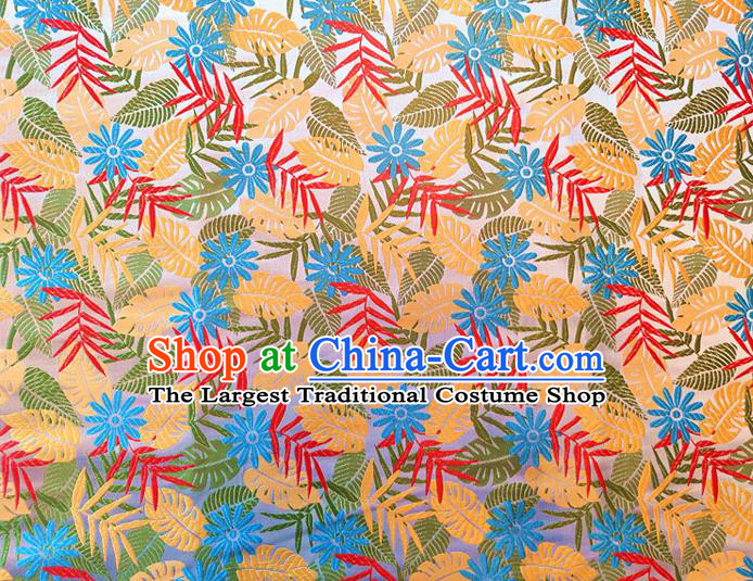 Asian Chinese Traditional Tree Leaf Pattern Design White Brocade Cheongsam Fabric Silk Material