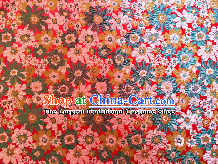 Asian Chinese Traditional Sunflowers Pattern Design Red Brocade Cheongsam Fabric Silk Material