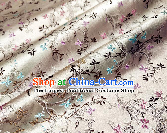 Asian Chinese Traditional Tuberose Pattern Design Beige Brocade Cheongsam Fabric Silk Material