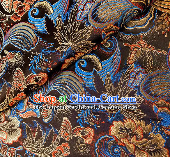 Asian Chinese Traditional Phalaenopsis Pattern Design Brown Brocade Cheongsam Fabric Silk Material