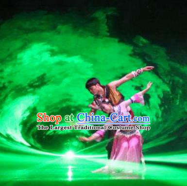 Chinese The Romantic Show of Lijiang Stage Performance Yi Nationality Dance Costumes for Women for Men