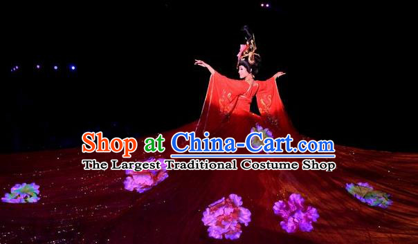 Chinese Legend Dance Purple Dress Stage Performance Goddess Costume and Headpiece for Women