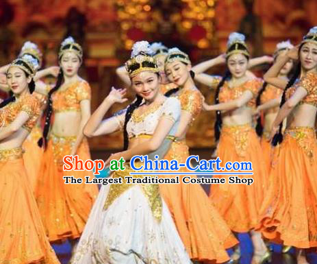 Chinese The Romantic Show of Songcheng Dance Dress Stage Performance Costume and Headpiece for Women