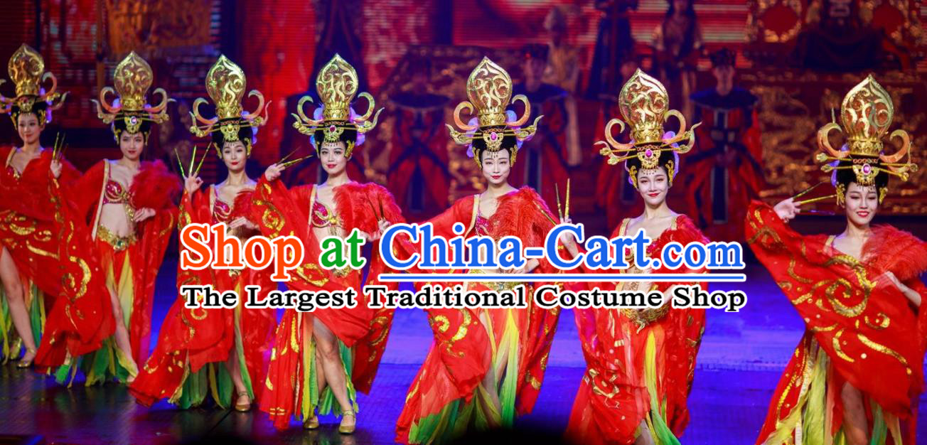 Chinese The Romantic Show of Songcheng Court Feast Dance Dress Stage Performance Costume for Women