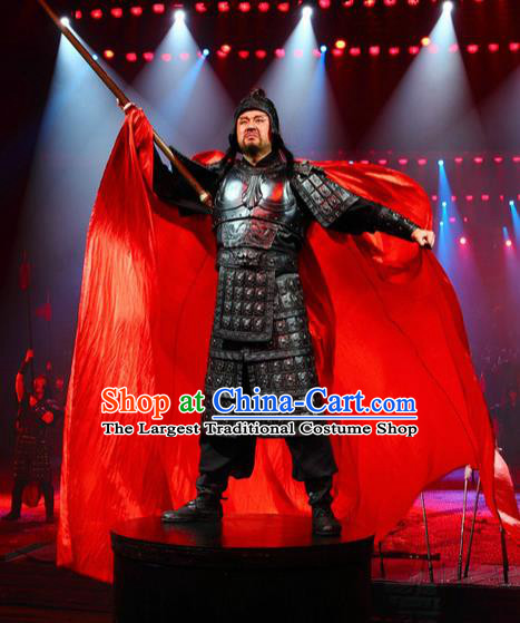 Chinese The Romantic Show of Songcheng General Helmet and Body Armour Stage Performance Dance Costume for Men