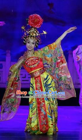 Chinese The Dream of Datang Tang Dynasty Court Dance Yellow Dress Stage Performance Costume for Women