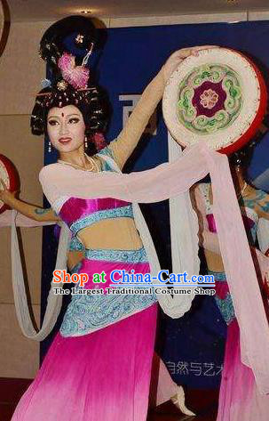 Chinese The Long Regret Tang Dynasty Court Dance Rosy Dress Stage Performance Costume for Women