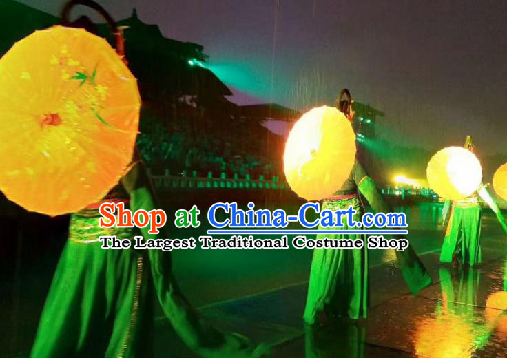 Chinese The Dream of Dongjing Song Dynasty Court Dance Green Dress Stage Performance Costume for Women