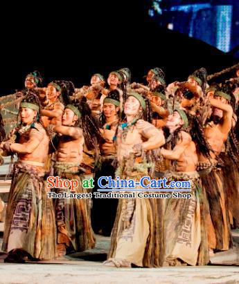 Chinese Chang E The Goddess of The Moon Primitive Tribe Stage Performance Dance Costume for Men