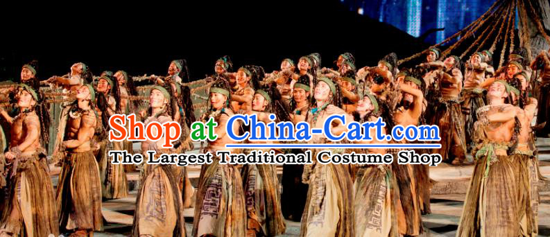 Chinese Chang E The Goddess of The Moon Primitive Tribe Stage Performance Dance Costume for Men